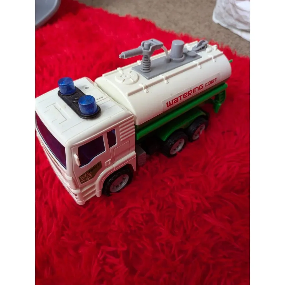 Think Green Transportation Watering Cart Toy Tanker Truck White & Green